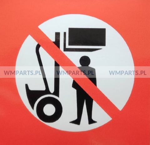Naklejka piktogram do wózków widłowych 8,5 cm x 8,5 cm ZAKAZ PRZEBYWANIA POD CIĘŻAREM